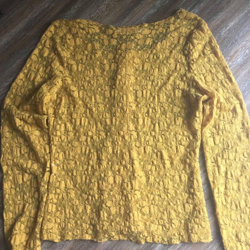 Mustard colored lace sweater